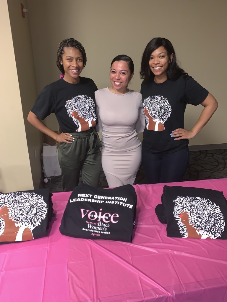 Giovanteey Bishop (center) with former Next Generation Leadership Institute Dillard University fellows Kaylan Tanner (L) and LydiaPaige Moffett (R).
