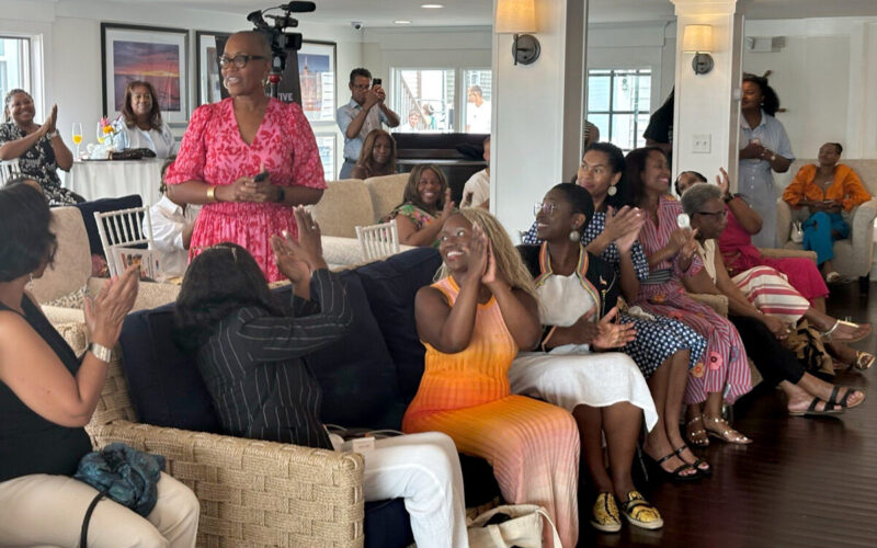 In Our Own Voice Board Chair Jennifer Augustine with guests at the Building Reproductive Justice Power Brunch on Martha’s Vineyard.