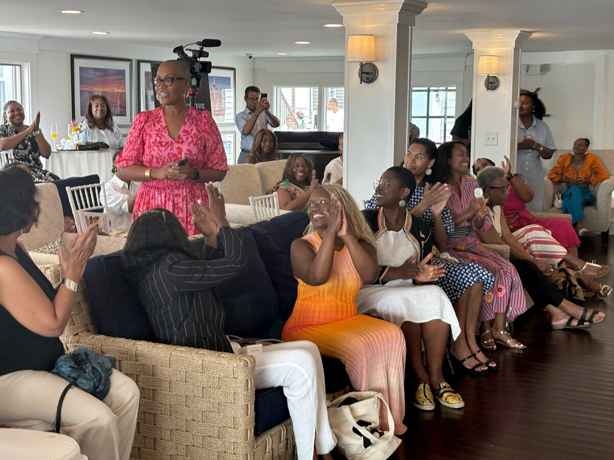 In Our Own Voice Board Chair Jennifer Augustine with guests at the Building Reproductive Justice Power Brunch on Martha’s Vineyard.